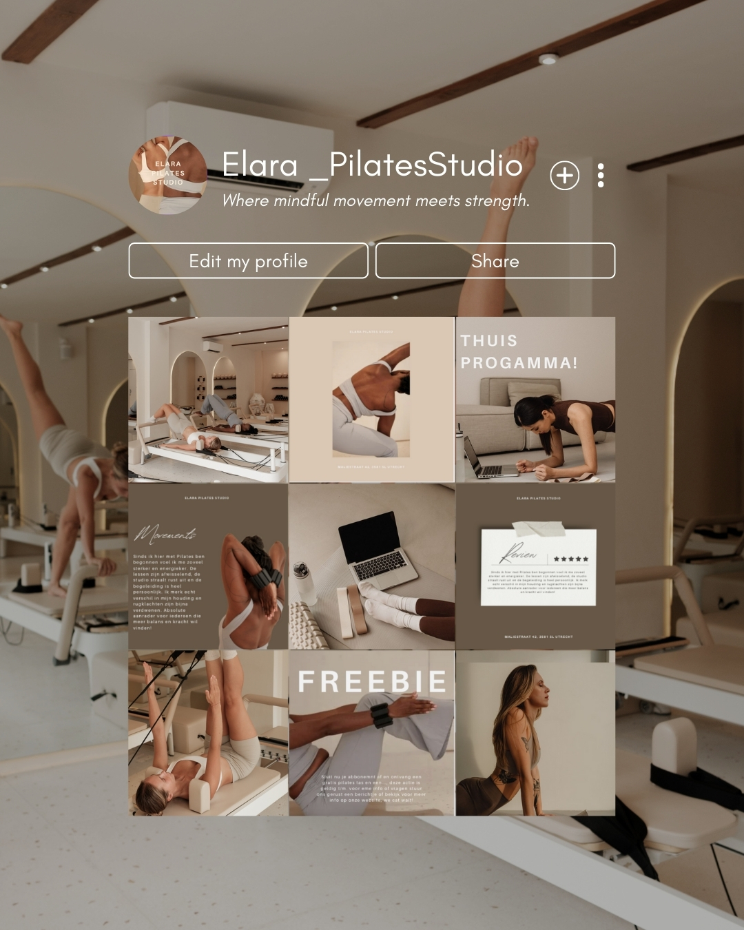 instagram beheer pilates : Professionele Instagram content creatie en feed design door Tales Design in Rotterdam